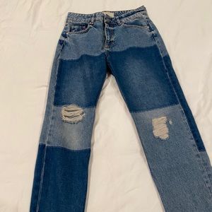 Free People Patchwork Straight Jean